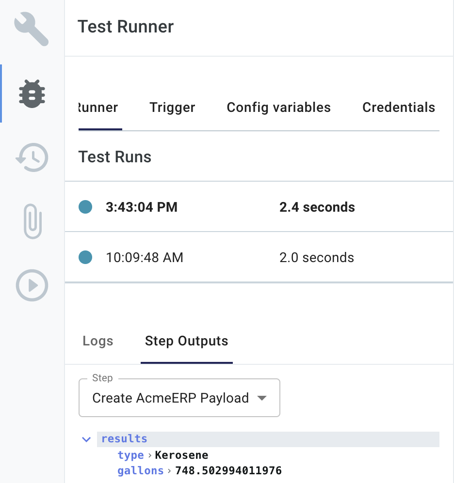 Step outputs for tests